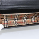 BURBERRY Nova Check Shoulder Bag Leather Black Silver Auth 184916-15