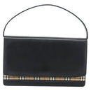 BURBERRY Nova Check Shoulder Bag Leather Black Silver Auth 184916-2
