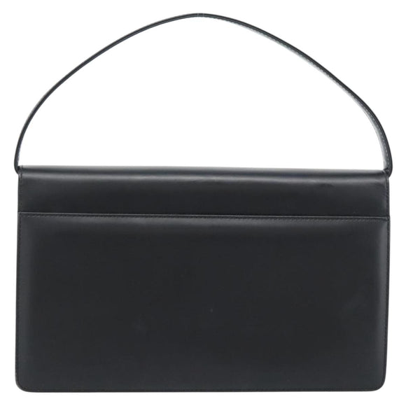 BURBERRY Nova Check Shoulder Bag Leather Black Silver Auth 184916