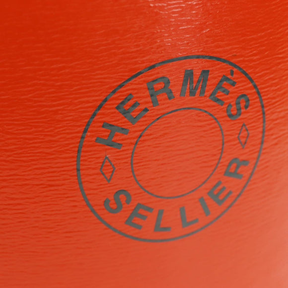 HERMES Saddle Box Accessory Case metal Orange 800108E Auth 184919