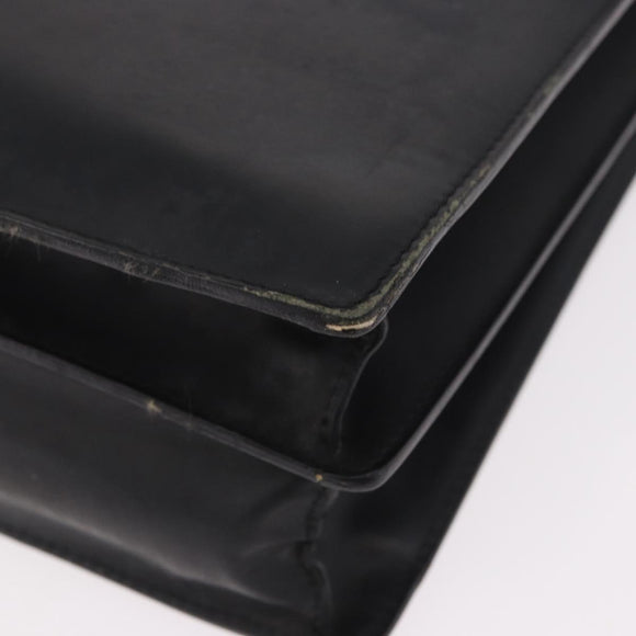 CARTIER Business Bag Leather Black Silver Auth 184924
