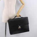 CARTIER Business Bag Leather Black Silver Auth 184924-27