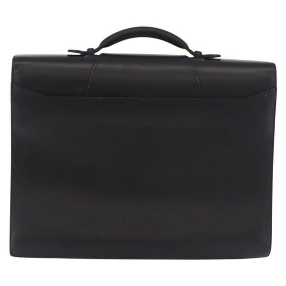 CARTIER Business Bag Leather Black Silver Auth 184924