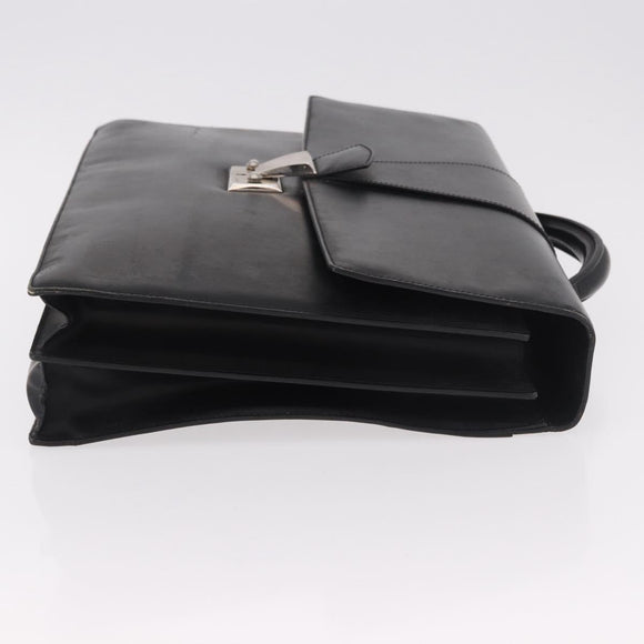 CARTIER Business Bag Leather Black Silver Auth 184924