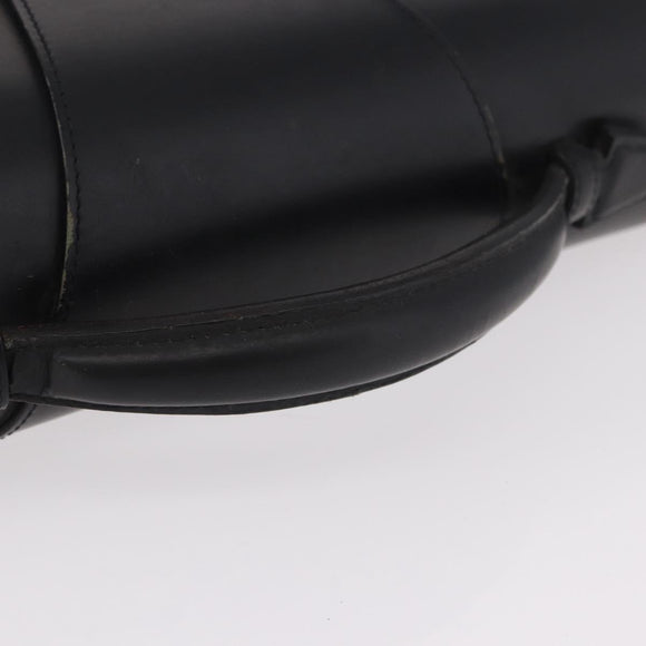 CARTIER Business Bag Leather Black Silver Auth 184924