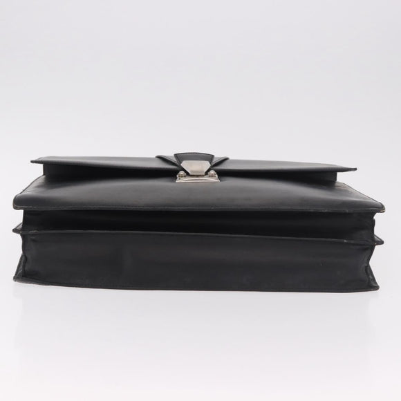 CARTIER Business Bag Leather Black Silver Auth 184924
