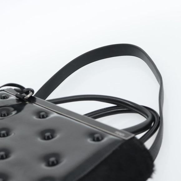 FENDI Hand Bag Patent Leather 2way Black Silver Auth 184926A