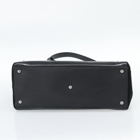 FENDI Hand Bag Patent Leather 2way Black Silver Auth 184926A