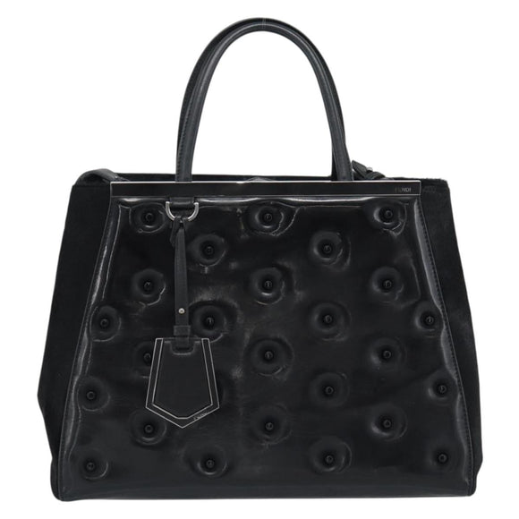 FENDI Hand Bag Patent Leather 2way Black Silver Auth 184926A