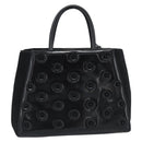FENDI Hand Bag Patent Leather 2way Black Silver Auth 184926A-3