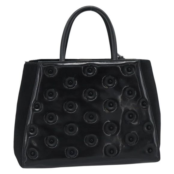 FENDI Hand Bag Patent Leather 2way Black Silver Auth 184926A