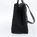 FENDI Hand Bag Patent Leather 2way Black Silver Auth 184926A-4