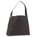 CELINE Macadam Canvas Circle Shoulder Bag PVC Leather Black Gold Auth 184927V-1