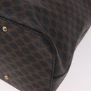 CELINE Macadam Canvas Circle Shoulder Bag PVC Leather Black Gold Auth 184927V-11