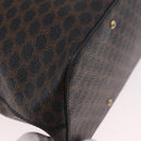 CELINE Macadam Canvas Circle Shoulder Bag PVC Leather Black Gold Auth 184927V-12