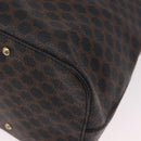 CELINE Macadam Canvas Circle Shoulder Bag PVC Leather Black Gold Auth 184927V-13