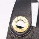 CELINE Macadam Canvas Circle Shoulder Bag PVC Leather Black Gold Auth 184927V-14