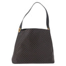 CELINE Macadam Canvas Circle Shoulder Bag PVC Leather Black Gold Auth 184927V-2