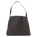 CELINE Macadam Canvas Circle Shoulder Bag PVC Leather Black Gold Auth 184927V-3