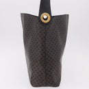 CELINE Macadam Canvas Circle Shoulder Bag PVC Leather Black Gold Auth 184927V-4