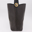 CELINE Macadam Canvas Circle Shoulder Bag PVC Leather Black Gold Auth 184927V-5
