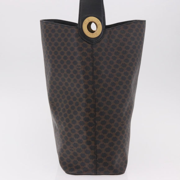 CELINE Macadam Canvas Circle Shoulder Bag PVC Leather Black Gold Auth 184927V