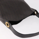 CELINE Macadam Canvas Circle Shoulder Bag PVC Leather Black Gold Auth 184927V-6