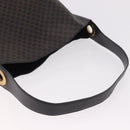 CELINE Macadam Canvas Circle Shoulder Bag PVC Leather Black Gold Auth 184927V-7