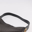 CELINE Macadam Canvas Circle Shoulder Bag PVC Leather Black Gold Auth 184927V-8