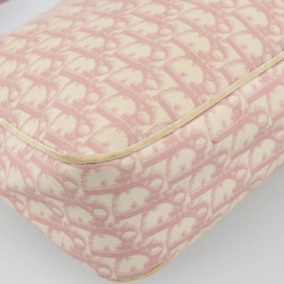 Christian Dior Trotter Canvas Shoulder Bag PVC Pink Silver Auth 184929
