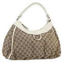 GUCCI GG Canvas Abbey Shoulder Bag Beige Gold 189833 Auth 184930V-1