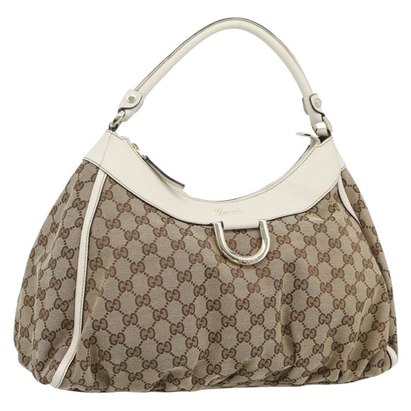 GUCCI GG Canvas Abbey Shoulder Bag Beige Gold 189833 Auth 184930V