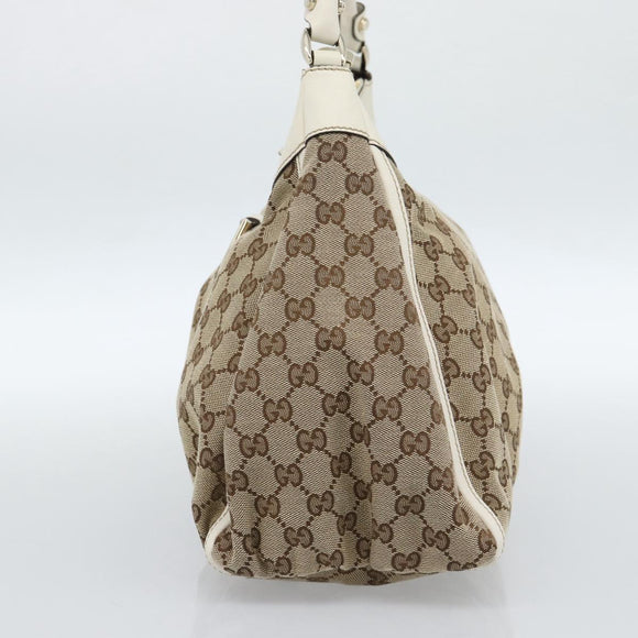 GUCCI GG Canvas Abbey Shoulder Bag Beige Gold 189833 Auth 184930V