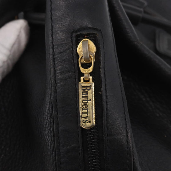 Burberrys Shoulder Bag Leather Black Gold Auth 184932