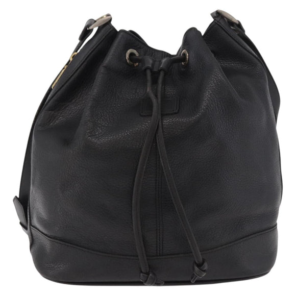 Burberrys Shoulder Bag Leather Black Gold Auth 184932