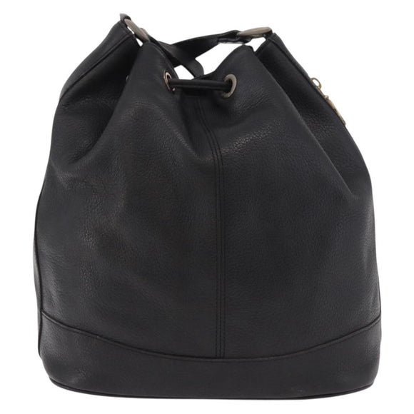 Burberrys Shoulder Bag Leather Black Gold Auth 184932