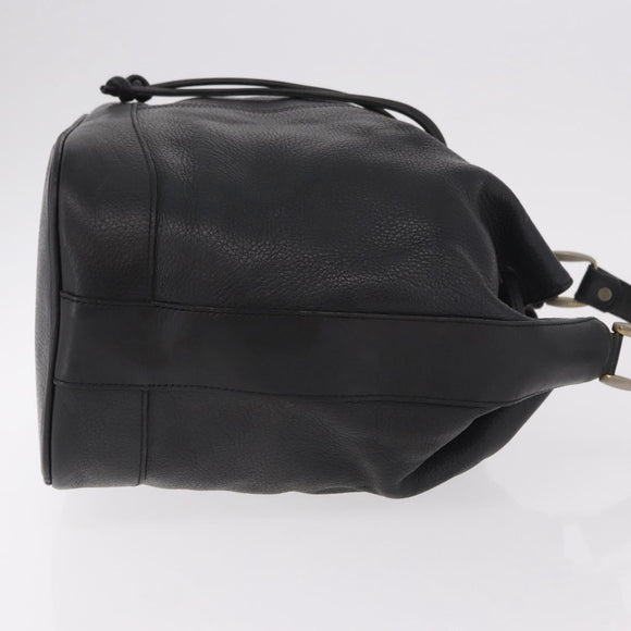 Burberrys Shoulder Bag Leather Black Gold Auth 184932