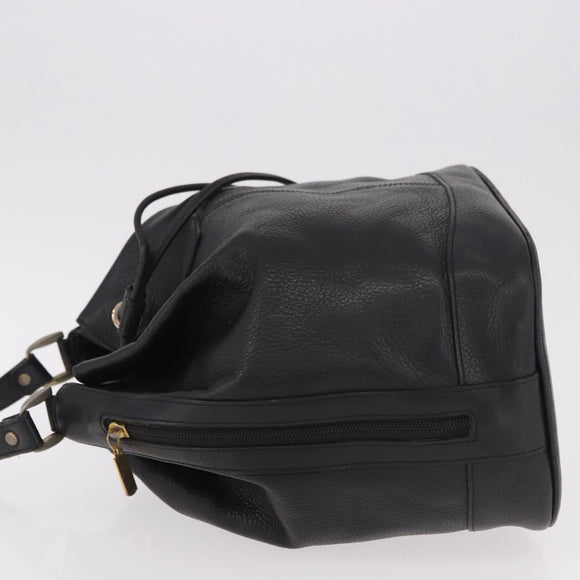 Burberrys Shoulder Bag Leather Black Gold Auth 184932
