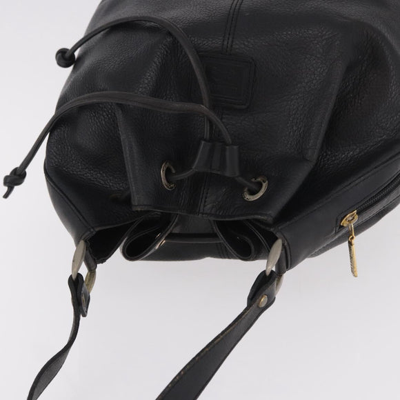 Burberrys Shoulder Bag Leather Black Gold Auth 184932