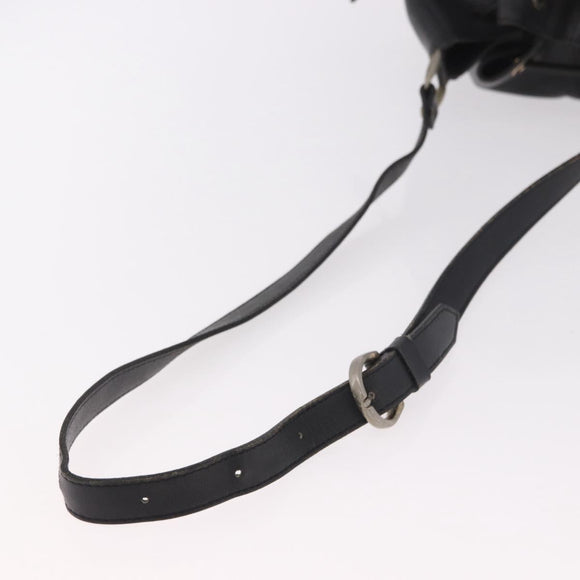 Burberrys Shoulder Bag Leather Black Gold Auth 184932