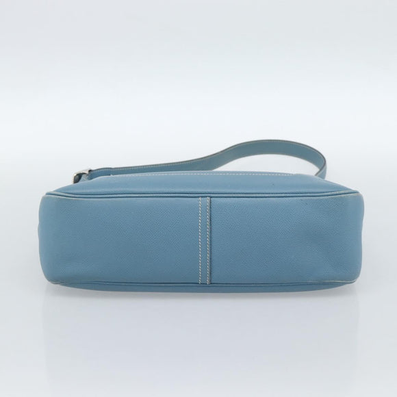 HERMES Trim 31 Shoulder Bag Leather Light Blue Silver Auth 184933V