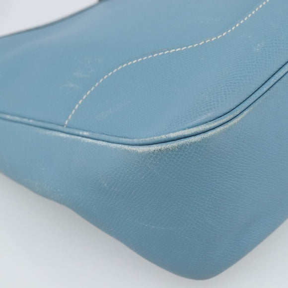 HERMES Trim 31 Shoulder Bag Leather Light Blue Silver Auth 184933V