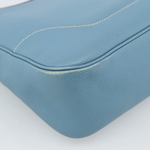 HERMES Trim 31 Shoulder Bag Leather Light Blue Silver Auth 184933V