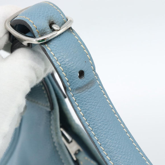 HERMES Trim 31 Shoulder Bag Leather Light Blue Silver Auth 184933V