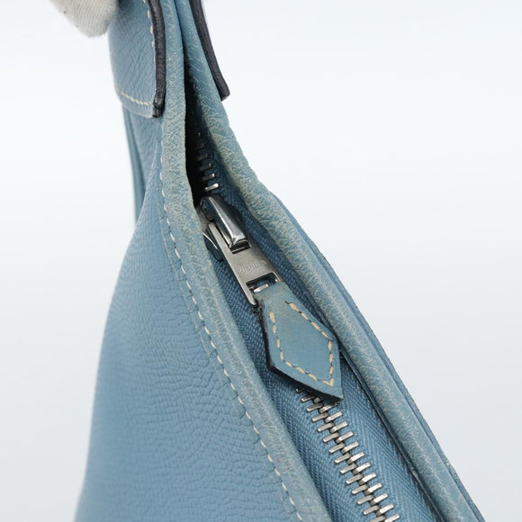 HERMES Trim 31 Shoulder Bag Leather Light Blue Silver Auth 184933V