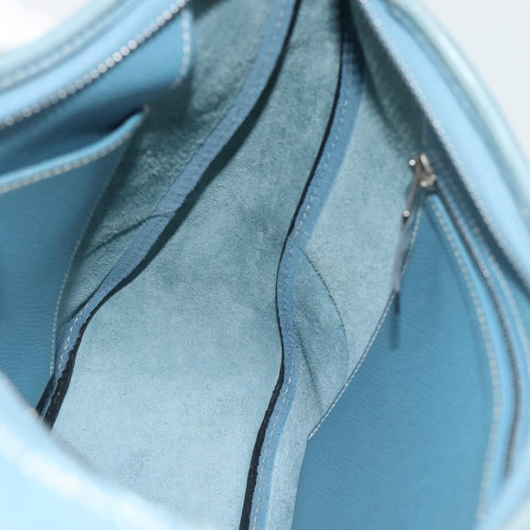 HERMES Trim 31 Shoulder Bag Leather Light Blue Silver Auth 184933V