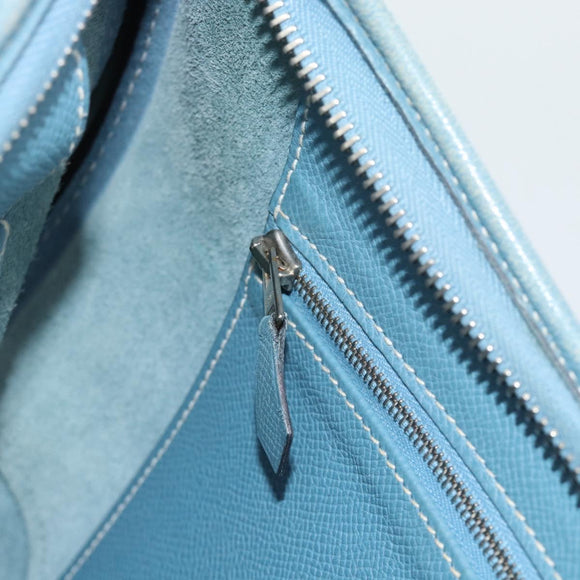 HERMES Trim 31 Shoulder Bag Leather Light Blue Silver Auth 184933V