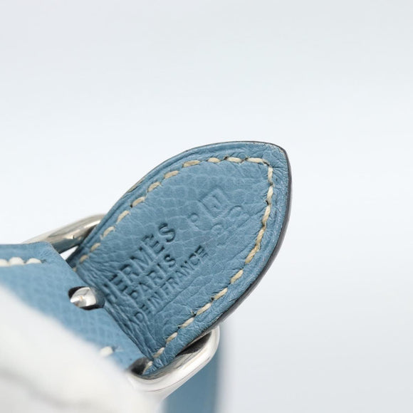 HERMES Trim 31 Shoulder Bag Leather Light Blue Silver Auth 184933V
