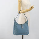 HERMES Trim 31 Shoulder Bag Leather Light Blue Silver Auth 184933V-26