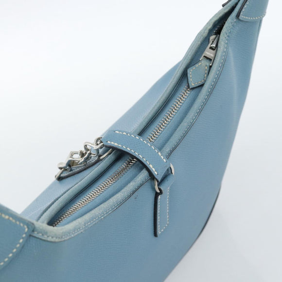 HERMES Trim 31 Shoulder Bag Leather Light Blue Silver Auth 184933V